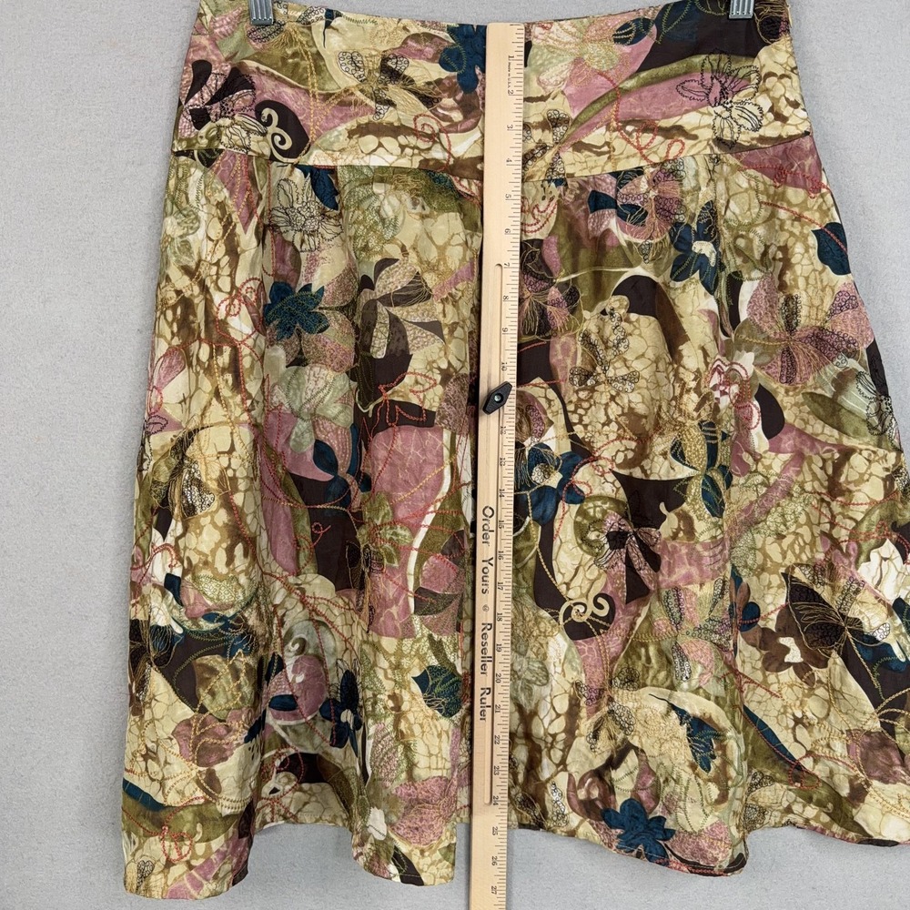 Chicos Skirt Womens 2.5 Colorful Silk Embroidered Floral Boho Luxury Flowy - Picture 8 of 12